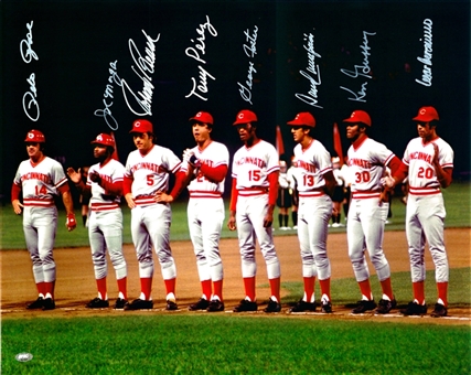 1975 Cincinnati Reds Starting Eight Multi-Signed 16x20 Photo (FSC)